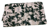 Handmade Kantha Quilt  Handmade Floral Print Kantha Quilt Indian Cotton Traditional Kantha Bedspread Blanket Queen Size Kantha Throw Ethnic Boho Vintage Quilt